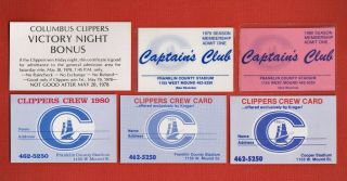 12 Columbus Clippers 1978 - 1988 Baseball Tickets,  Passes,  Membership Minor League