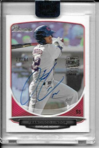 2018 Topps Archives Signature Francisco Lindor Auto /44 On 2013 Bowman