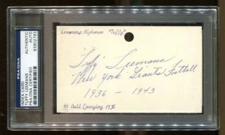 Tuffy Leemans Signed Index Card 3x5 Autographed Ny Giants Psa/dna 2793