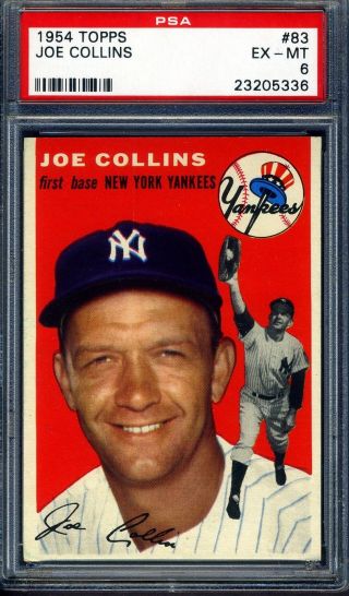 1954 Topps 83 Joe Collins Psa 6 Ex - Mt York Yankees