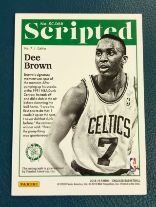 2018 - 19 Encased Dee Brown FOTL Scripted Signatures Auto 8/12 Celtics 2