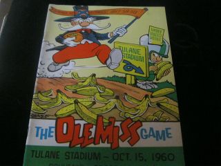 Tulane Vs Ole Miss Tulane Stadium 1960 Program