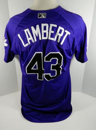 2018 Albuquerque Isotopes Peter Lambert 43 Game Purple Jersey