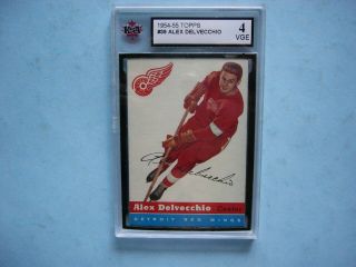 1954/55 Topps Nhl Hockey Card 39 Alex Delvecchio Ksa 4 Vg/ex Sharp,  54/55 Topps
