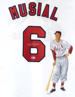Cardinals Stan Musial Autographed Majestic Jersey Hand Painted Beckett H44562