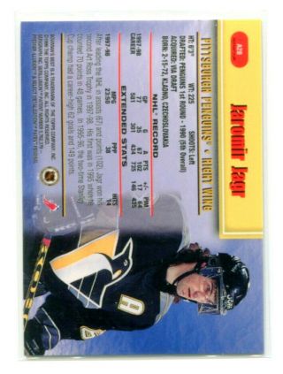 JAROMIR JAGR 1998 - 99 Bowman ' s Best Refractor Ref Auto Autograph Card Penguins SP 2