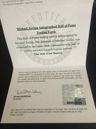 2009 Upper Deck Hall of Fame Michael Jordan Autograph BGS 10 Auto UDA 3