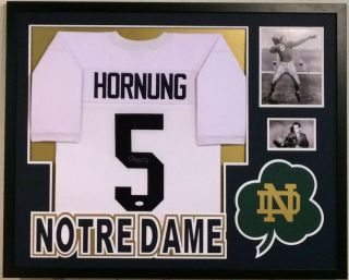 Paul Hornung Autographed Custom Framed Notre Dame Fighting Irish Jersey Jsa