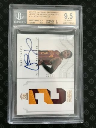 Kyrie Irving 2012 - 13 National Treasures Rookie Auto Patch Gold /25 Bgs 9.  5/9