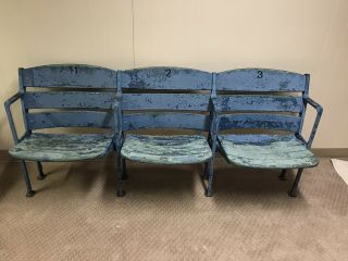 Yankee Stadium Wood Seats (3 Attached Seats From 1923 - 1973 Stadium) Unrestored