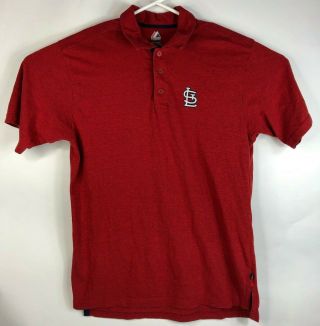 Mens L Majestic Baseball St Louis Cardinals Golf Polo Shirt Red Mlb Short Sleeve