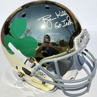 Brian Kelly Signed Notre Dame Fighting Irish Gold Chrome Football Helmet Psa/dna