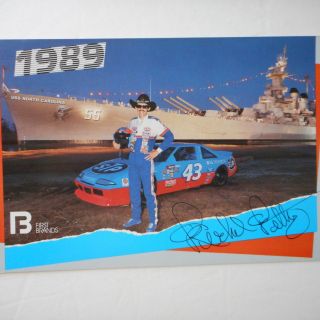 Richard Petty Signed 1989 43 Stp Pontiac Uss North Carolina Wc 6x9 Postcard