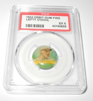 1932 Orbit Gum Pr3 Baseball Pin Button Lefty O’doul Unnumbered Dodgers Psa 5