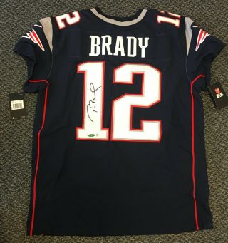 Tom Brady Signed England Patriots Nike On Field Blue Game Jersey Tristar