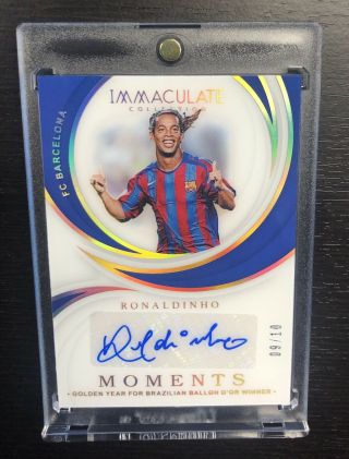 9/10 Ronaldinho 2018 - 19 Immaculate Soccer Moments Acetate Auto Autograph Brazil