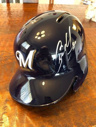 Christian Yelich Signed Full Size Batting Helmet Psa Dna Milwaukee Brewers