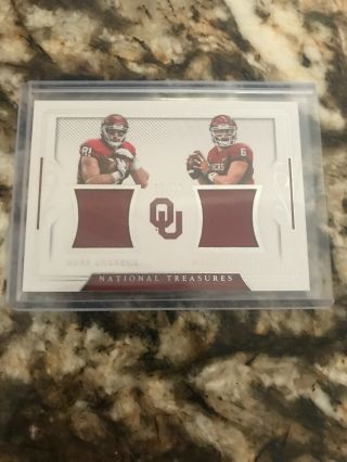 2018 Baker Mayfield National Treasures 69/99 Rookie Jersey W/ Mark Andrews