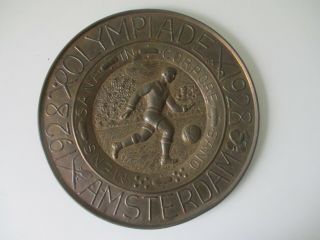 Bronze 1928 Amsterdam Olympic Games Soccer Football Wall Plate
