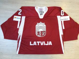 2008 Iihf Latvia Latvija Gameworn Ice Hockey Jersey Shirt Tackla Goalie Xxl 20