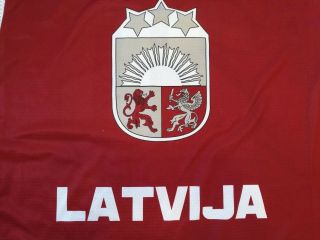 2008 IIHF Latvia Latvija Gameworn Ice Hockey Jersey Shirt Tackla Goalie XXL 20 2