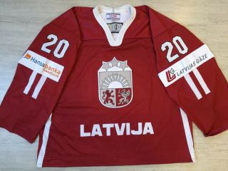 2008 IIHF Latvia Latvija Gameworn Ice Hockey Jersey Shirt Tackla Goalie XXL 20 3