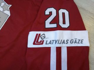 2008 IIHF Latvia Latvija Gameworn Ice Hockey Jersey Shirt Tackla Goalie XXL 20 4