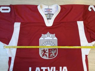 2008 IIHF Latvia Latvija Gameworn Ice Hockey Jersey Shirt Tackla Goalie XXL 20 6