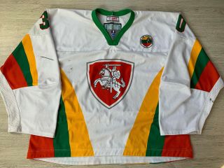 Iihf Lithuania Game Worn Ice Hockey Lietuva Jersey Shirt Tackla Goalie Xl 30