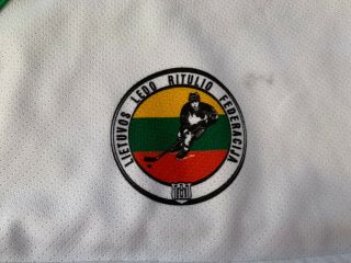 IIHF LITHUANIA Game Worn Ice Hockey Lietuva Jersey Shirt Tackla Goalie XL 30 3