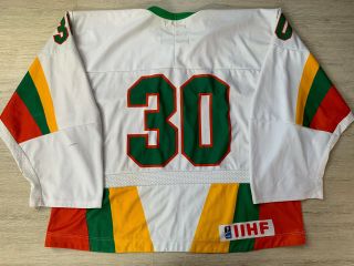 IIHF LITHUANIA Game Worn Ice Hockey Lietuva Jersey Shirt Tackla Goalie XL 30 7