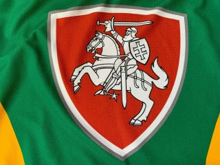 IIHF LITHUANIA Game Worn Ice Hockey Lietuva Jersey Shirt Tackla Goalie L 1 2