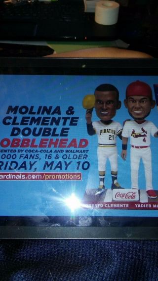 St Louis Cardinals Yadier Molina & Roberto Clemente Bobblehead Sga
