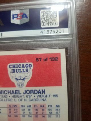1986 Fleer Michael Jordan 57 Basketball Card PSA 8 ROOKIE RC 10
