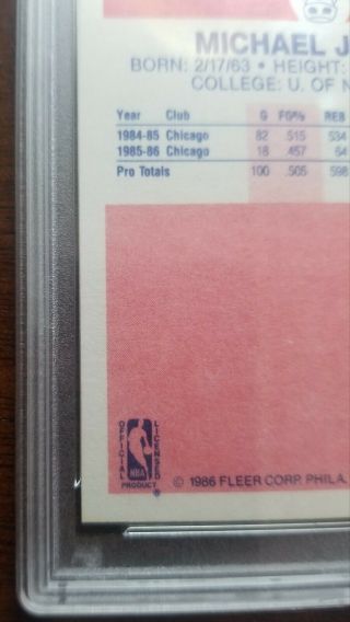 1986 Fleer Michael Jordan 57 Basketball Card PSA 8 ROOKIE RC 12