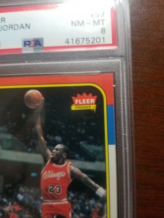 1986 Fleer Michael Jordan 57 Basketball Card PSA 8 ROOKIE RC 7