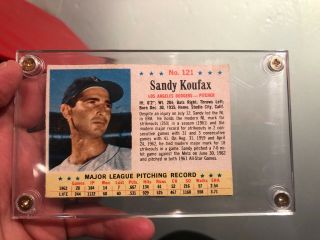 1963 Post Cereal Baseball Card 121 Sandy Koufax Los Angeles Dodgers