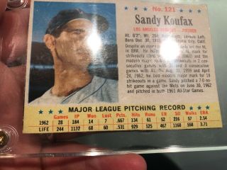 1963 Post Cereal Baseball Card 121 Sandy Koufax Los Angeles Dodgers 2