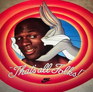 1992 Rare Michael Jordan / Bugs Bunny Round Nike Poster That 
