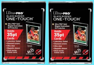 2 Ultra Pro One Touch Magnetic 35pt Black Border Uv Trading Card Display Case