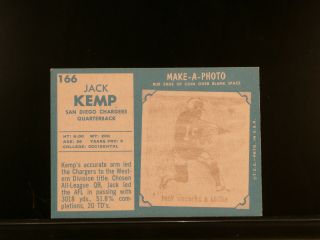 1961 Topps Football Card 166 JACK KEMP - Excellent/Near 2