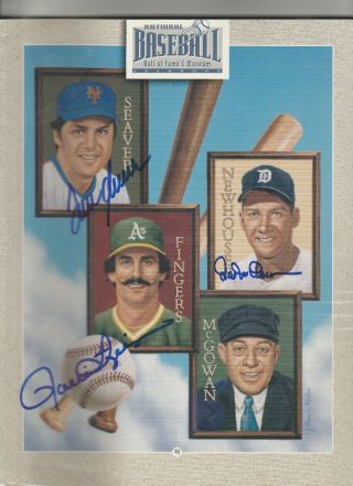 1992 Baseball Hall Of Fame Program Autographed Tom Seaver Rollie Fingers Newhous