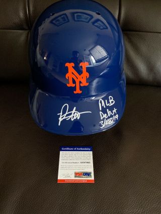 Pete Alonso Signed York Mets Full Size Helmet “mlb Debut 3/28/19” Psa/dna