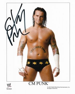 Wwe Cm Punk Hand Signed Autographed 8x10 Promo Photo With Rare