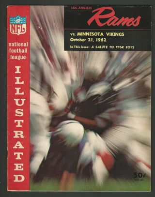 1962 Los Angeles Rams Vs.  Minnesota Vikings Nfl Football Program - Tarkenton