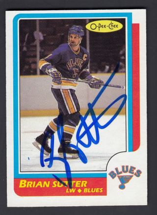 Brian Sutter Hand Signed 1985 - 86 O - Pee - Chee Card 72 Stl Blues Captain
