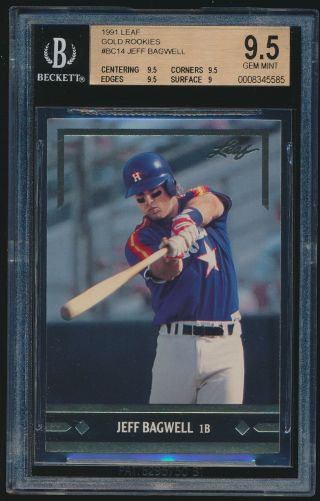 1991 Leaf Gold Rookies Rookie Bc14 Jeff Bagwell Rc Bgs 9.  5