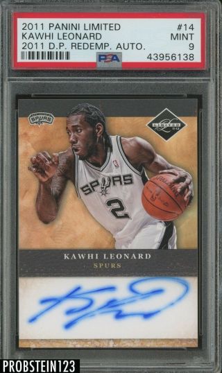 2011 - 12 Limited Draft Pick Redemption Kawhi Leonard Rc Rookie Auto Spurs Psa 9
