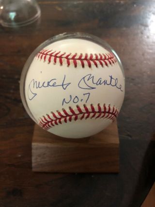 York Yankees Legend Mickey Mantle Signed No.  7 A.  L.  Baseball Upper Deck - Auto
