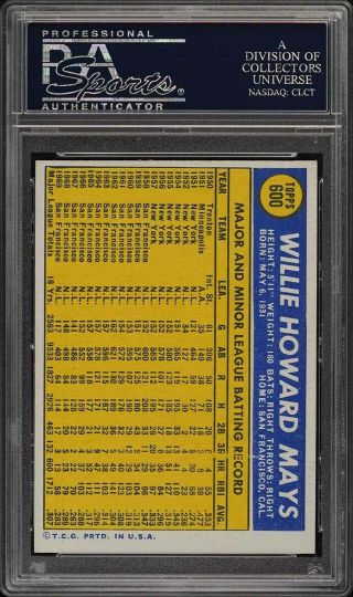 1970 Topps Willie Mays 600 PSA 8 NM - MT (PWCC) 2
